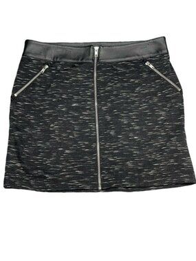 Rock & Republic Womens Black Pencil Skirt With Faux Leather Waistband & Zipper